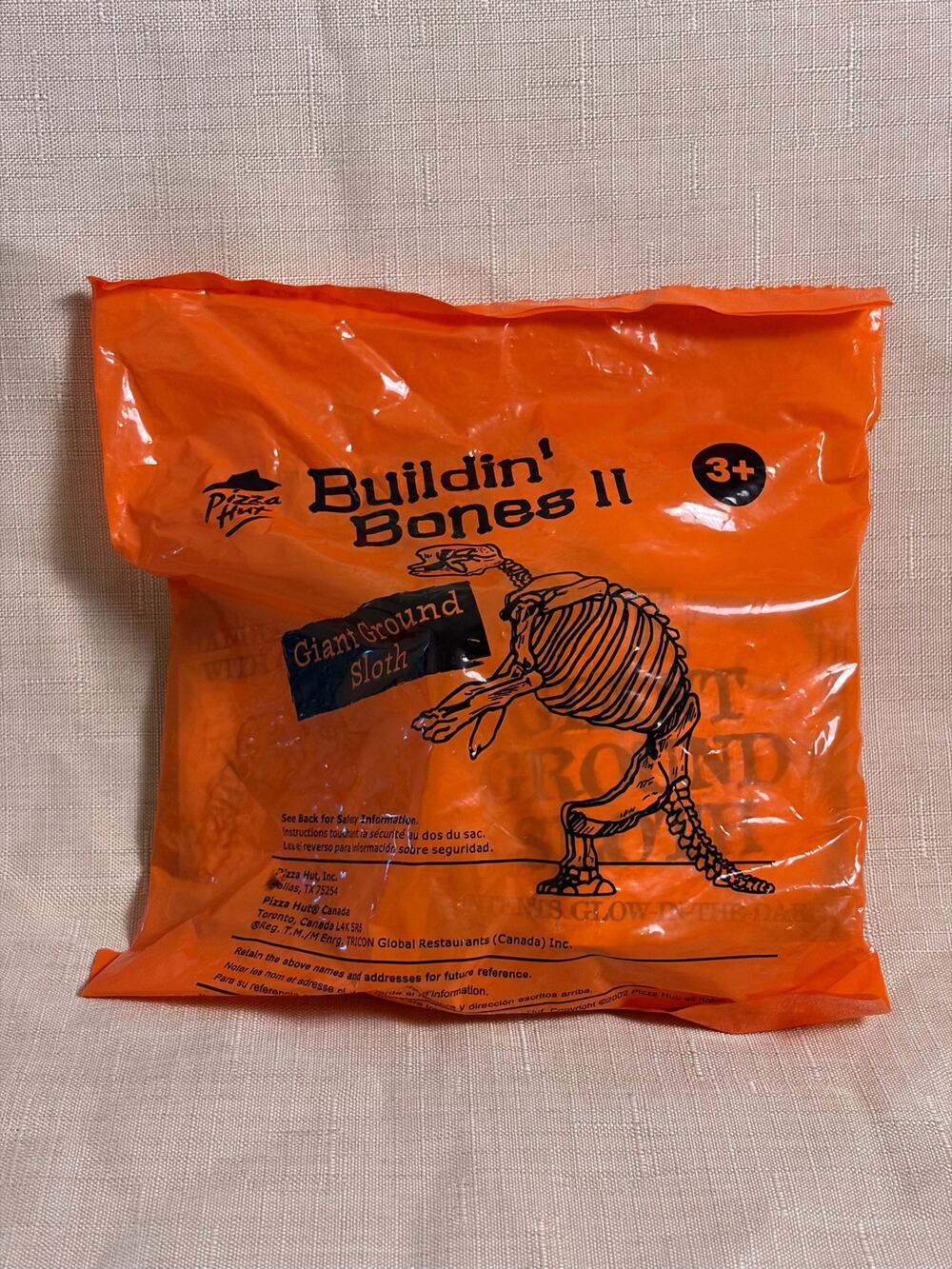Vintage 2002 Pizza Hut Kids Meal Buildin' Bones II Giant Ground Sloth Toy NIP